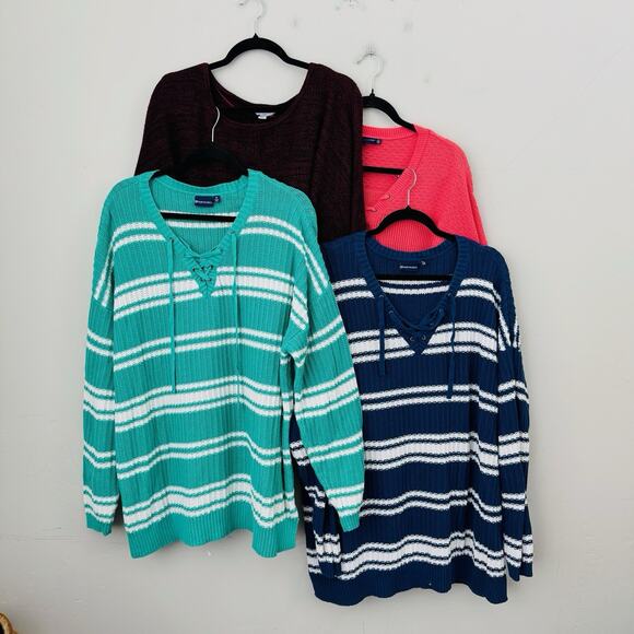 NorthCrest Knit Multicolor V Neck Sweaters Bundle Of 4 Women’s Size 3X - Picture 1 of 7